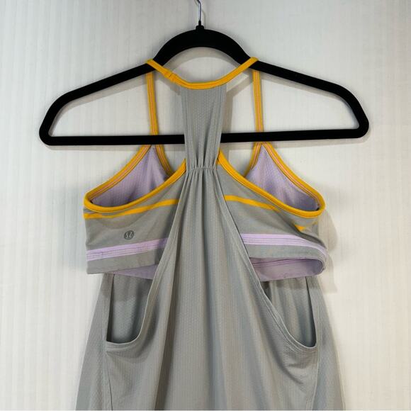 Lululemon Athletica Light Gray Racer Back Muscle Workout Sports Bra Top Size 6 - Picture 4 of 7